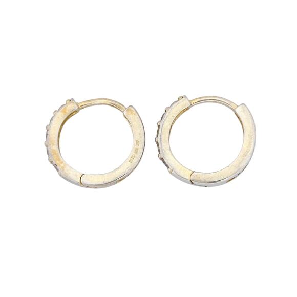 Cubic Zirconia Hoop Earrings | Vintage Gold Tone Sterling Silver 925 - Picture 2 of 9